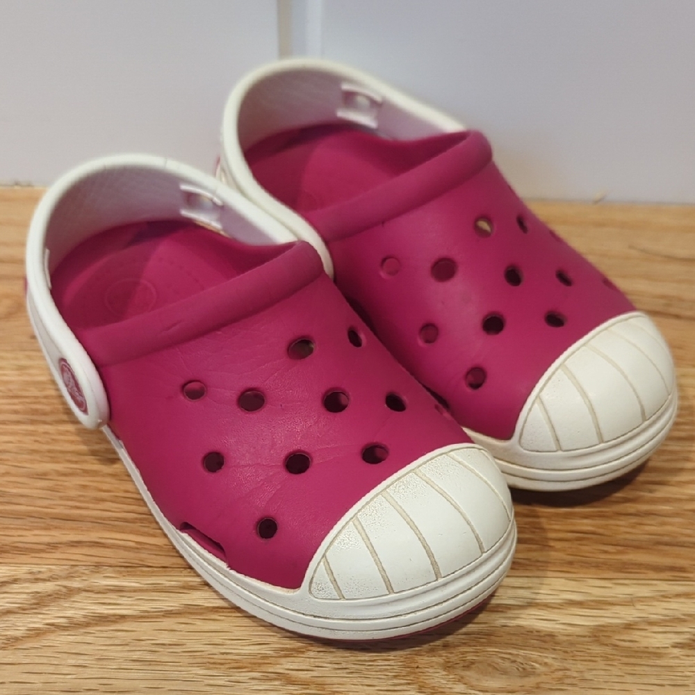 Kids Pink and White Bump it Crocs